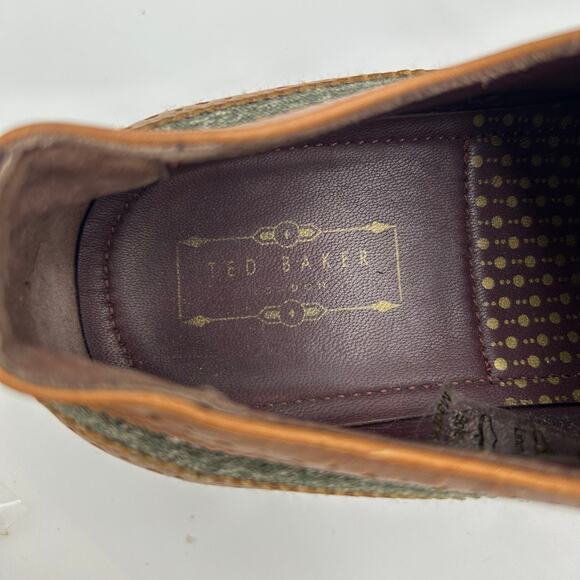 Ted Baker London Brogue Wingtip Shoes Brown Leather & Wool Saddle Oxford Men 41 - Picture 7 of 13